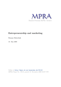 Entrepreneurship and marketing - Munich Personal RePEc Archive