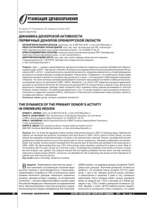 Динамика донорской активности первичных доноров