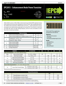 EPC2015 – Enhancement Mode Power Transistor