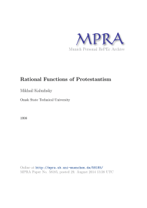MPRA Rational Functions of Protestantism Munich Personal RePEc Archive Mikhail Kaluzhsky