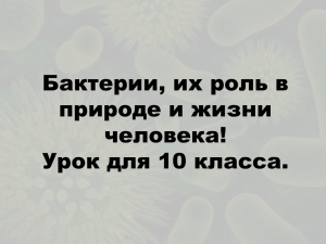 Бактерии, их роль в природе и жизни человека! Урок для 10 класса.