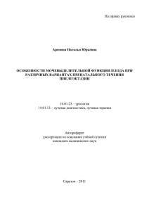 На правах рукописи Аренина Наталья Юрьевна ОСОБЕННОСТИ