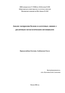 Анализ экспрессии белков в клеточных линиях с различным