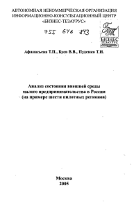 Анализ состояния внешней среды малого