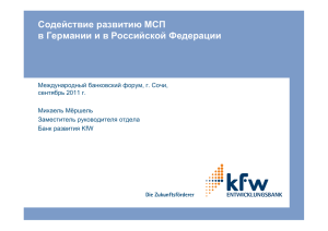 Cодействие развитию МСП в Германии и в Российской Федерации