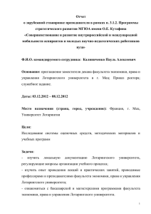 Отчет о зарубежной стажировке Калиниченко П.А