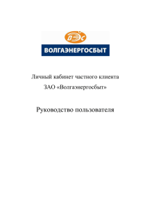 Руководство пользователя Личный кабинет частного клиента ЗАО «Волгаэнергосбыт»