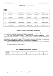 Ответы и критерии РУССКИЙ 7 кл Май 2012