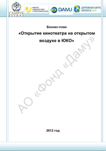 Бизнес-план: Открытие кинотеатра на открытом воздухе в ЮКО