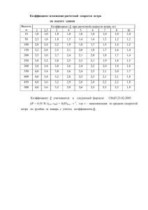 Коэффициент изменения расчетной скорости ветра по высоте