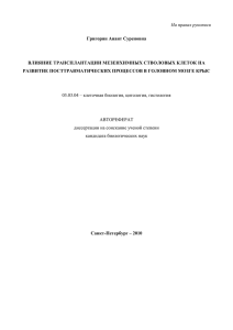 На правах рукописи Григорян Анаит Суреновна ВЛИЯНИЕ