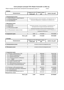 Смета доходов и расходов ТСЖ «Марии Ульяновой» на 2015 год