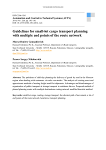 Guidelines for small-lot cargo transport planning Moroz Dmitry Gennadievich