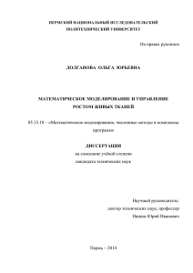 05.13.18 – «Математическое моделирование, численные методы и комплексы На правах рукописи программ»