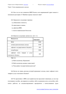 Тема1. Счета национального дохода московском ресторане «У Швейка» кружку чешского пива?  Значение