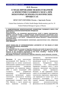 о моделировании межполушарной асимметрии головного мозга