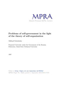 MPRA Problems of self-government in the light of the theory of self-organization