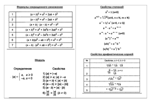 Формулы сокращенного умножения Модуль Свойства степеней