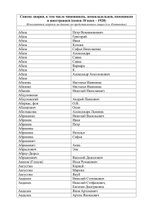 Список дворян, в том числе чиновников, домовладельцев