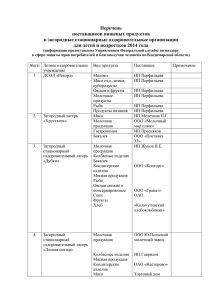 Перечень поставщиков пищевых продуктов в загородные