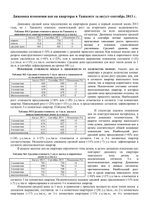 Динамика изменения цен на квартиры в Ташкенте за август