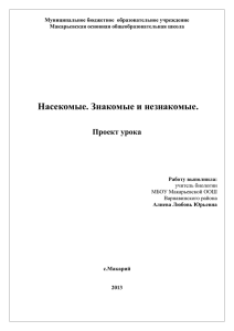 Открытый урок Насекомые. Знакомые и незнакомые