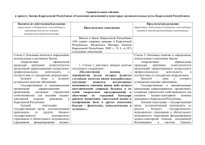 Сравнительная таблица