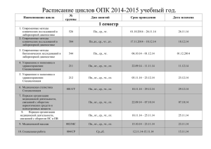 Расписание циклов ОПК 2014-2015 учебный год. Наименование