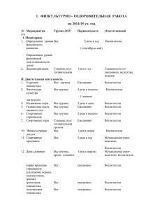 1.  ФИЗКУЛЬТУРНО – ОЗДОРОВИТЕЛЬНАЯ  РАБОТА на 2014/15 уч. год.