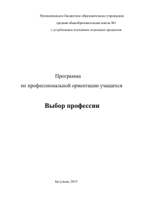 Программа по профессиональной ориентации учащихся Выбор