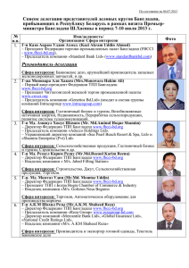 Список делегации представителей деловых кругов Бангладеш,