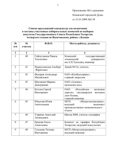 Приложение №2 к решению Казанской городской Думы от 21.01.2009 №2-38