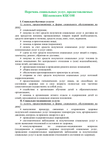 Перечень социальных услуг, предоставляемых Щёлковским