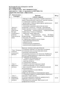 Календарный план семинарских занятий ПО СОЦИОЛОГИИ НА