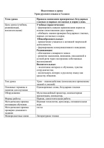 Подготовка к уроку  Урок русского языка в 3 классе Тема урока