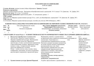 ТЕМАТИЧЕСКОЕ ПЛАНИРОВАНИЕ в 10 «А» классе Ступень обучения: Реквизиты программы: