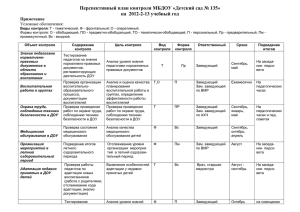 Перспективный план контроля МБДОУ «Детский сад № 135»