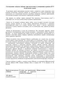 Составление «сжатых таблиц» при подготовке к ЕГЭ по русскому