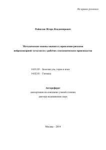 На правах рукописи  Райцелис Игорь Владимирович Методические основы оценки и управления рисками