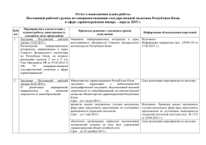 Отчет о выполнении плана работы Постоянной рабочей группы