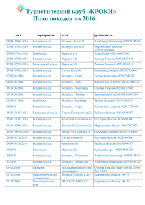 Туристический клуб «КРОКИ» План походов на 2016
