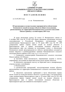 Постановление от 21.05.2015 г. № 62 «Об организации и