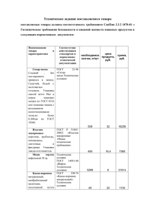 Техническое задание поставляемого товара