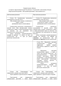 Сравнительная таблица по проекту Закона Кыргызской