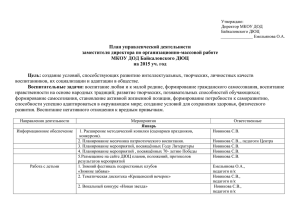План управленческой деятельности зам. директора на 2014
