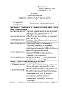 Приложение 4 к решению городской Думы от 09.10.2012   № 829
