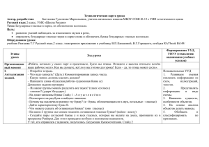 Технологическая карта урока Автор, разработчик Русский язык Тема: