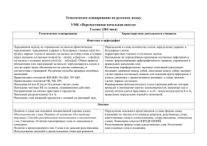 Тематическое планирование по русскому языку УМК «Перспективная начальная школа»