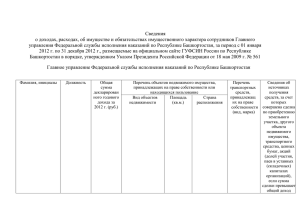 Сведения о доходах, расходах за период с 01 января 2012 по 31