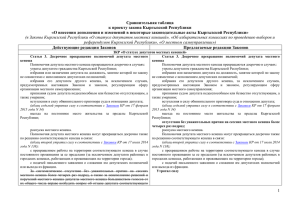 Сравнительная таблица к проекту закона Кыргызской Республики